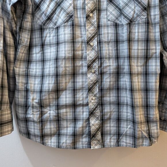 Wyoming Traders Western Blue Plaid Pearl Snap Button Down Shirt Mens Medium - Picture 6 of 12